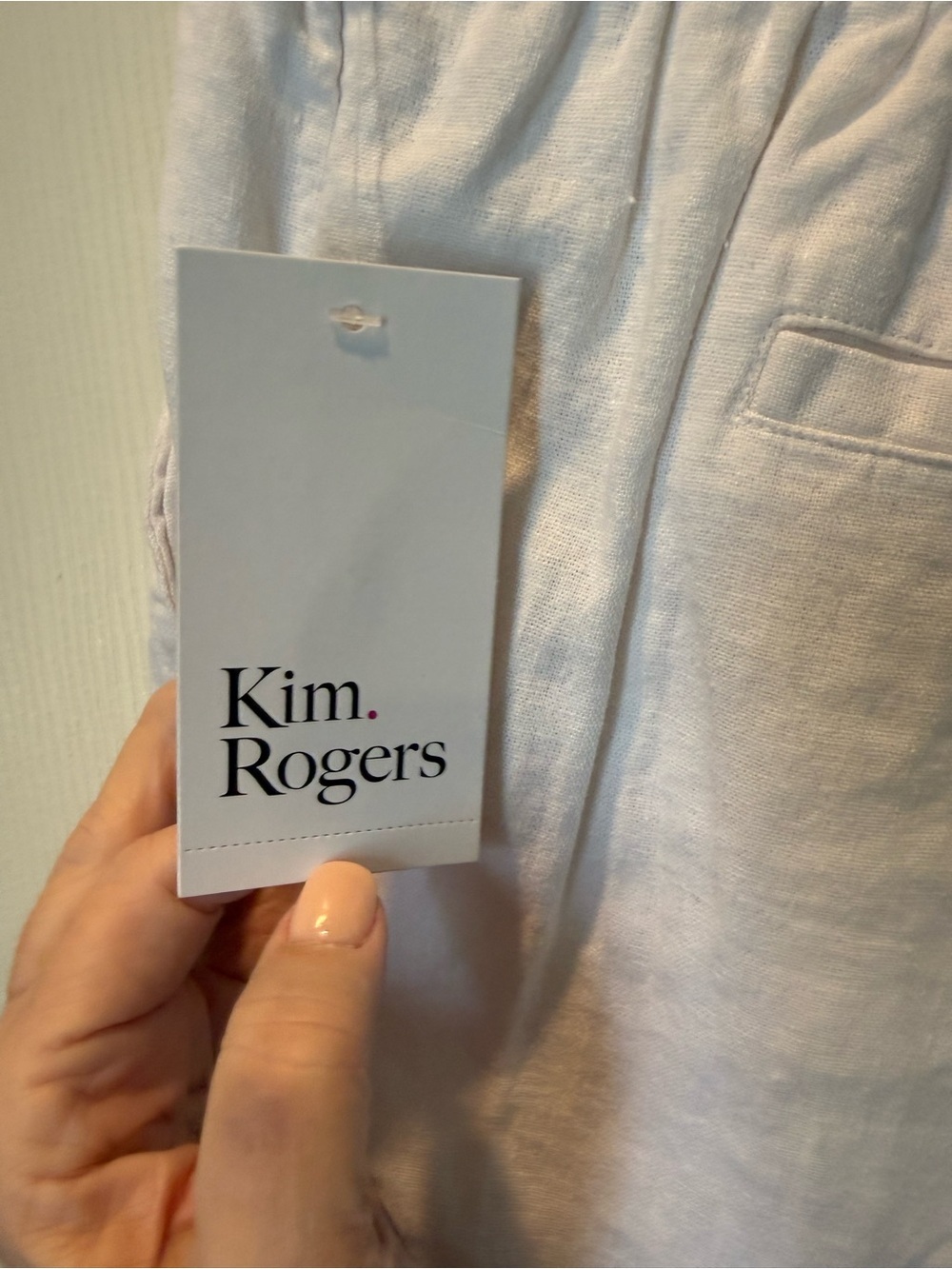 # Kim Rogers White Cropped Linen-blend Drawstring Pants - Picture 7 of 8